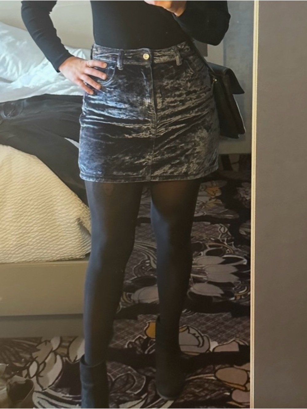Top Shop Crushed Velvet Mini Skirt